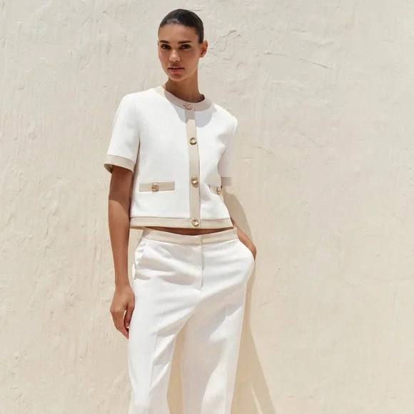 ZARA Short Sleeve Combination Contrast Blazer | Small, New - Picture 3 of 16